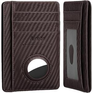 Slim Genuine Leather AirTag Wallet – RFID Blocking Leather Card Holder by Aunote